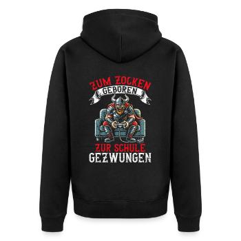 Nés pour jouer Forcés d’aller à l’école Les Vikings - Veste à capuche bio Premium Unisexe - noir - Dos - Nico (187cm)