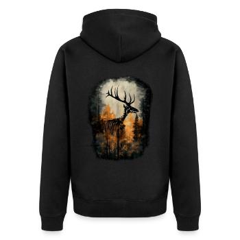 Deer Skeleton Forest Gothic Fantasy Surreal Tree - Unisex Premium Organic Zip Hoodie - black - Back - Nico (187cm)