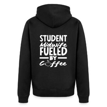 Student midwife driven by coffee - Unisex Premium Organic Zip Hoodie - black - Back - Nico (187cm)