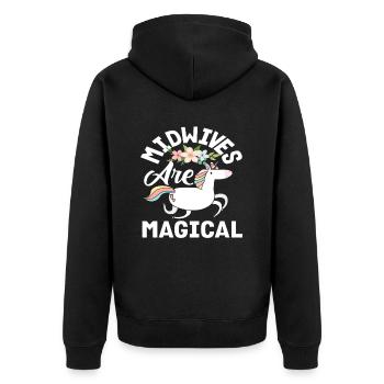 Midwives Are Magical Unicorn Flowers - Unisex Premium Organic Zip Hoodie - black - Back - Nico (187cm)