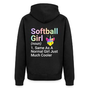 Softball Girl Same As A Normal Girl Weibliche - Unisex Premium Bio Zip Hoodie - Schwarz - Hinten - Nico (187cm)