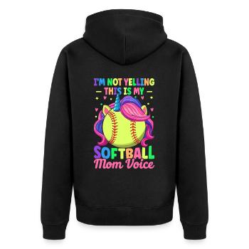 This Is My Softball Mom Voice Weibliche - Unisex Premium Bio Zip Hoodie - Schwarz - Hinten - Nico (187cm)