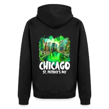 Célébration de la Saint-Patrick sur la rivière Chicago - Veste à capuche bio Premium Unisexe - noir - Dos - Nico (187cm)
