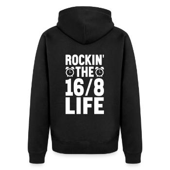 Intermittent fasting Intermittent fasting - Unisex Premium Organic Zip Hoodie - black - Back - Nico (187cm)