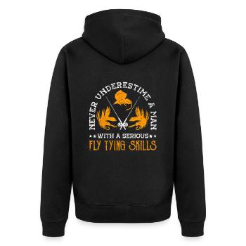 Fly Tying Fly Fishing - Unisex Premium Organic Zip Hoodie - black - Back - Nico (187cm)