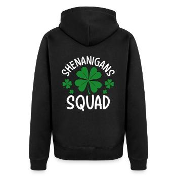 Shenanigans Squad - Unisex Premium Bio Zip Hoodie - Schwarz - Hinten - Nico (187cm)