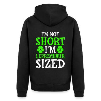 I'm Not Short I'm Leprechaun Sized - Unisex Premium Bio Zip Hoodie - Schwarz - Hinten - Nico (187cm)