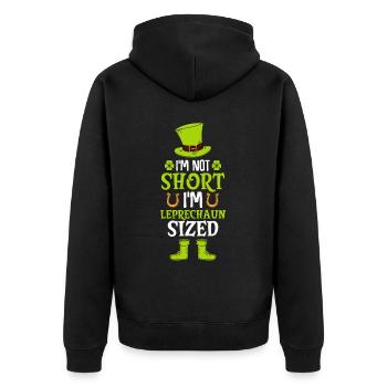 I'm Not Short I'm Leprechaun Sized - Unisex Premium Bio Zip Hoodie - Schwarz - Hinten - Nico (187cm)