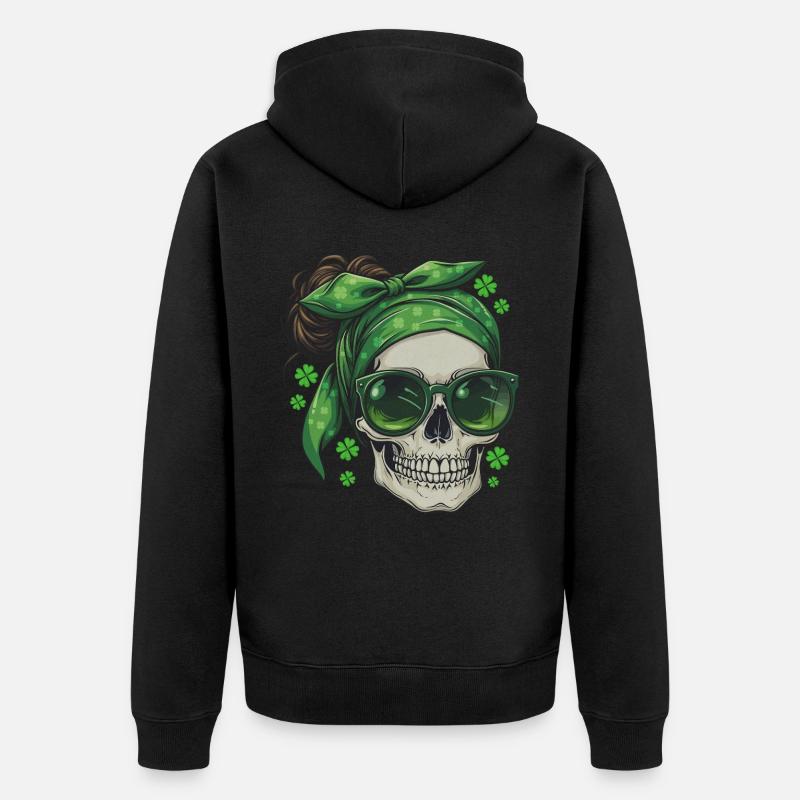 Crâne de la Saint-Patrick - Veste à capuche bio Premium Unisexe - noir