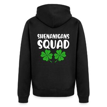 Shenanigans Squad - Unisex Premium Bio Zip Hoodie - Schwarz - Hinten - Nico (187cm)