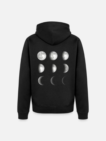 Mondphasen Weltraum - Unisex Premium Bio Zip Hoodie - Schwarz