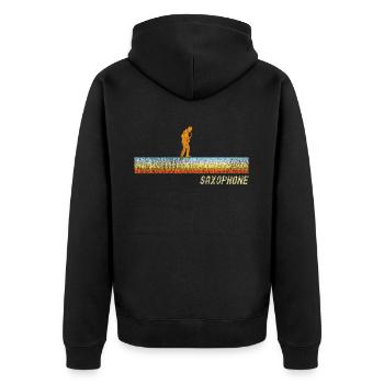 Saxophone Retro Vintage Saxophone - Unisex Premium Bio Zip Hoodie - Schwarz - Hinten - Nico (187cm)