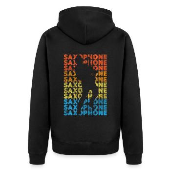 Saxophone Retro Vintage Saxophone - Unisex Premium Bio Zip Hoodie - Schwarz - Hinten - Nico (187cm)