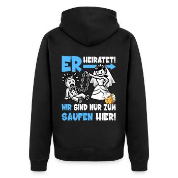 JGA T-Shirt Männer Junggesellenabschied Poltern - Unisex Premium Bio Zip Hoodie - Schwarz - Hinten - Nico (187cm)