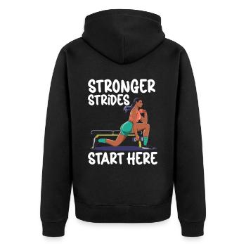 Bulgarische Kniebeuge Übung Fitness Workout Fitnessstudio - Unisex Premium Bio Zip Hoodie - Schwarz - Hinten - Nico (187cm)