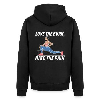 Bulgarische Kniebeuge Übung Fitness Workout Fitnessstudio - Unisex Premium Bio Zip Hoodie - Schwarz - Hinten - Nico (187cm)