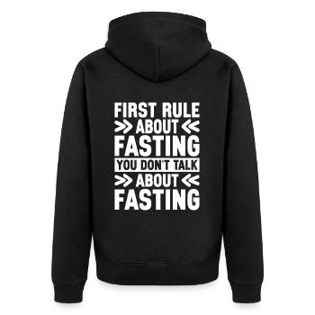 Intermittent fasting Intermittent fasting - Unisex Premium Organic Zip Hoodie - black - Back - Nico (187cm)