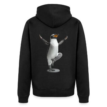 Pinguin - Unisex Premium Bio Zip Hoodie - Schwarz - Hinten - Nico (187cm)