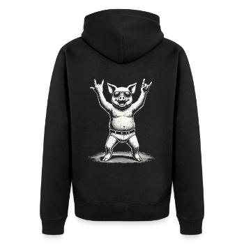 Rock Music Festival Pig Metal Concert Fun - Unisex Premium Organic Zip Hoodie - black - Back - Nico (187cm)