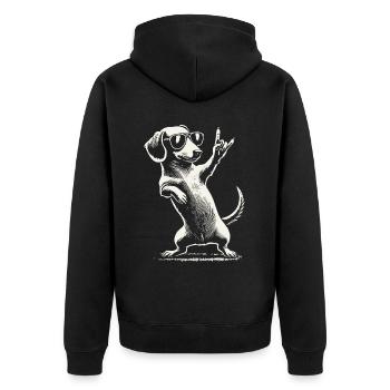 Musique rock drôle teckel chien concert design - Veste à capuche bio Premium Unisexe - noir - Dos - Nico (187cm)