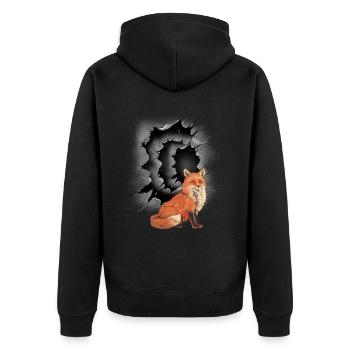Fox Foxes Child Kids Fairy Tale Character - Unisex Premium Organic Zip Hoodie - black - Back - Nico (187cm)