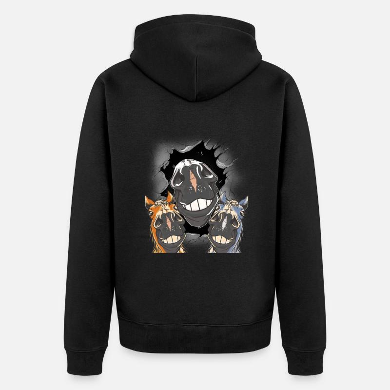 Pferd Pferde Pferdekopf - Unisex Premium Bio Zip Hoodie - Schwarz