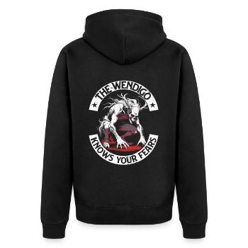 Wendigo Kryptide Cryptid - Unisex Premium Bio Zip Hoodie - Schwarz - Hinten - Nico (187cm)