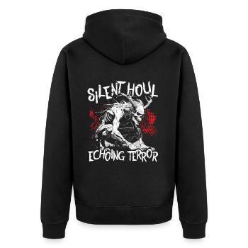 Wendigo Kryptide Cryptid - Unisex Premium Bio Zip Hoodie - Schwarz - Hinten - Nico (187cm)