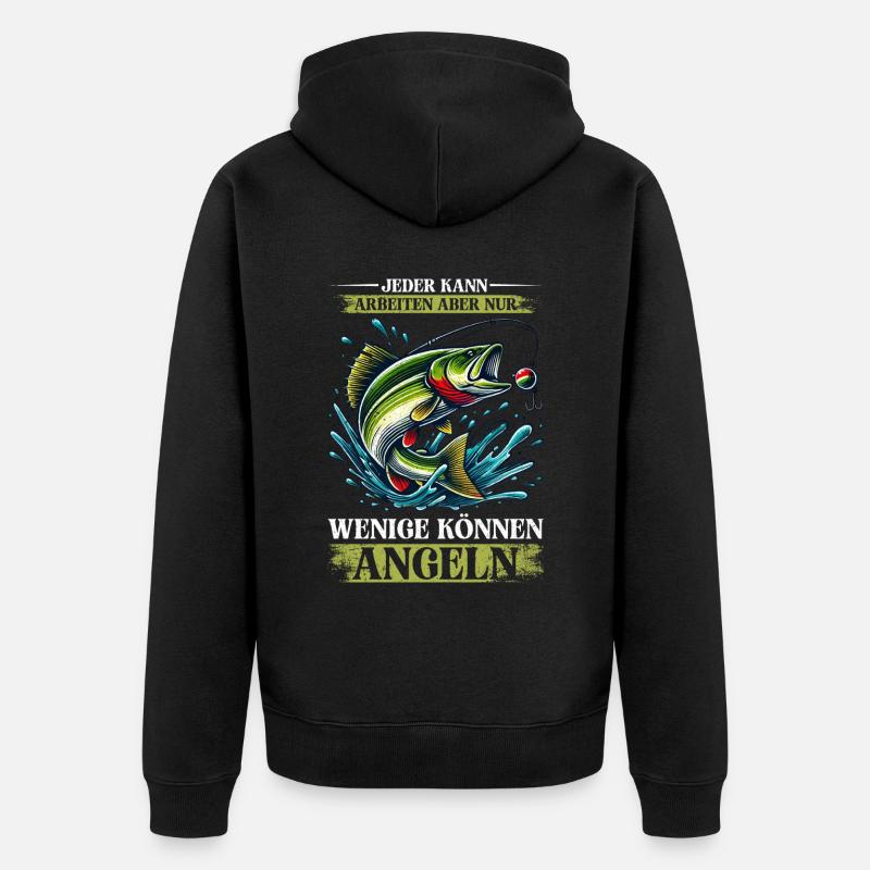 Pêcheur Canne à pêche Drôle Pêcheur Hobby Pêcheur - Veste à capuche bio Premium Unisexe - noir