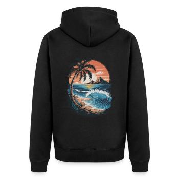 Strand Sunset Beach Sonnenuntergang Meer - Unisex Premium Bio Zip Hoodie - Schwarz - Hinten - Nico (187cm)