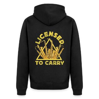 Saxophone Licensed To Carry - Unisex Premium Organic Zip Hoodie - black - Back - Nico (187cm)