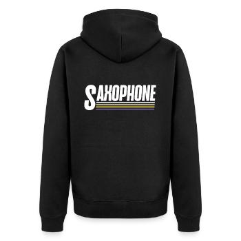 Saxophone Retro Vintage Saxophone - Unisex Premium Bio Zip Hoodie - Schwarz - Hinten - Nico (187cm)