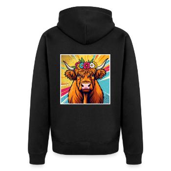 Vache des Highlands Pop Art Vache - Veste à capuche bio Premium Unisexe - noir - Dos - Nico (187cm)