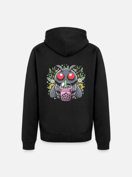 Mothman Bubble Tea - Unisex Premium Organic Zip Hoodie - black