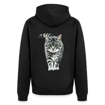 Amerikanisch Kurzhaar - Unisex Premium Bio Zip Hoodie - Schwarz - Hinten - Nico (187cm)