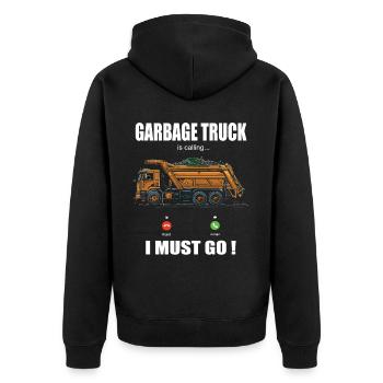 Garbage truck driver for sanitation workers - Unisex Premium Organic Zip Hoodie - black - Back - Nico (187cm)