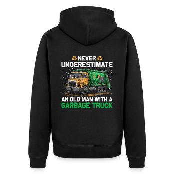 Garbage truck driver for sanitation workers - Unisex Premium Organic Zip Hoodie - black - Back - Nico (187cm)