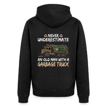 Garbage truck driver for sanitation workers - Unisex Premium Organic Zip Hoodie - black - Back - Nico (187cm)