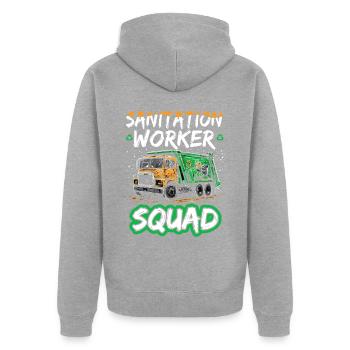 Garbage truck driver for sanitation workers - Unisex Premium Organic Zip Hoodie - heather grey - Back - Nico (187cm)