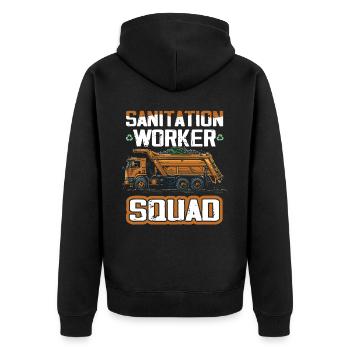 Garbage truck driver for sanitation workers - Unisex Premium Organic Zip Hoodie - black - Back - Nico (187cm)