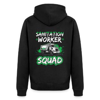 Garbage truck driver for sanitation workers - Unisex Premium Organic Zip Hoodie - black - Back - Nico (187cm)