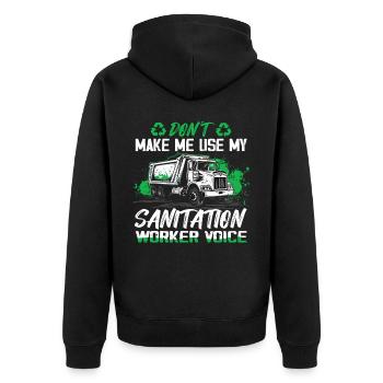 Garbage truck driver for sanitation workers - Unisex Premium Organic Zip Hoodie - black - Back - Nico (187cm)