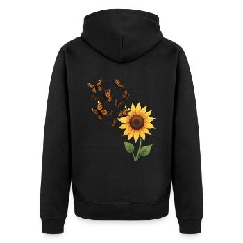 Papillon monarque Illustration graphique - Veste à capuche bio Premium Unisexe - noir - Dos - Nico (187cm)