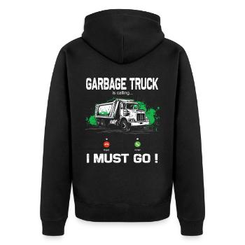 Garbage truck driver for sanitation workers - Unisex Premium Organic Zip Hoodie - black - Back - Nico (187cm)