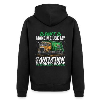 Garbage truck driver for sanitation workers - Unisex Premium Organic Zip Hoodie - black - Back - Nico (187cm)