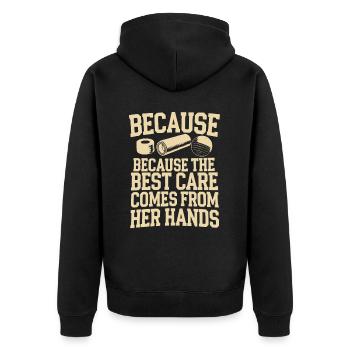 Zertifizierte Athletiktrainerin Girl Athlete Workout - Unisex Premium Bio Zip Hoodie - Schwarz - Hinten - Nico (187cm)
