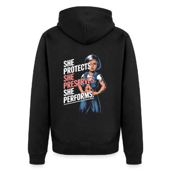 Zertifizierte Athletiktrainerin Girl Athlete Workout - Unisex Premium Bio Zip Hoodie - Schwarz - Hinten - Nico (187cm)