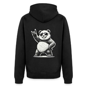 Heavy Metal Musik Panda Mit Sonnenbrille - Unisex Premium Bio Zip Hoodie - Schwarz - Hinten - Nico (187cm)