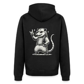 Lustiges Rock Musik Konzert Opossum Retro Stil - Unisex Premium Bio Zip Hoodie - Schwarz - Hinten - Nico (187cm)