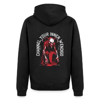 Wendigo Kryptide Cryptid - Unisex Premium Bio Zip Hoodie - Schwarz - Hinten - Nico (187cm)